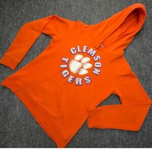 Clemson Tigers Hoodie Womens Large Orange Pullover Paw Logo Cover One Apparel